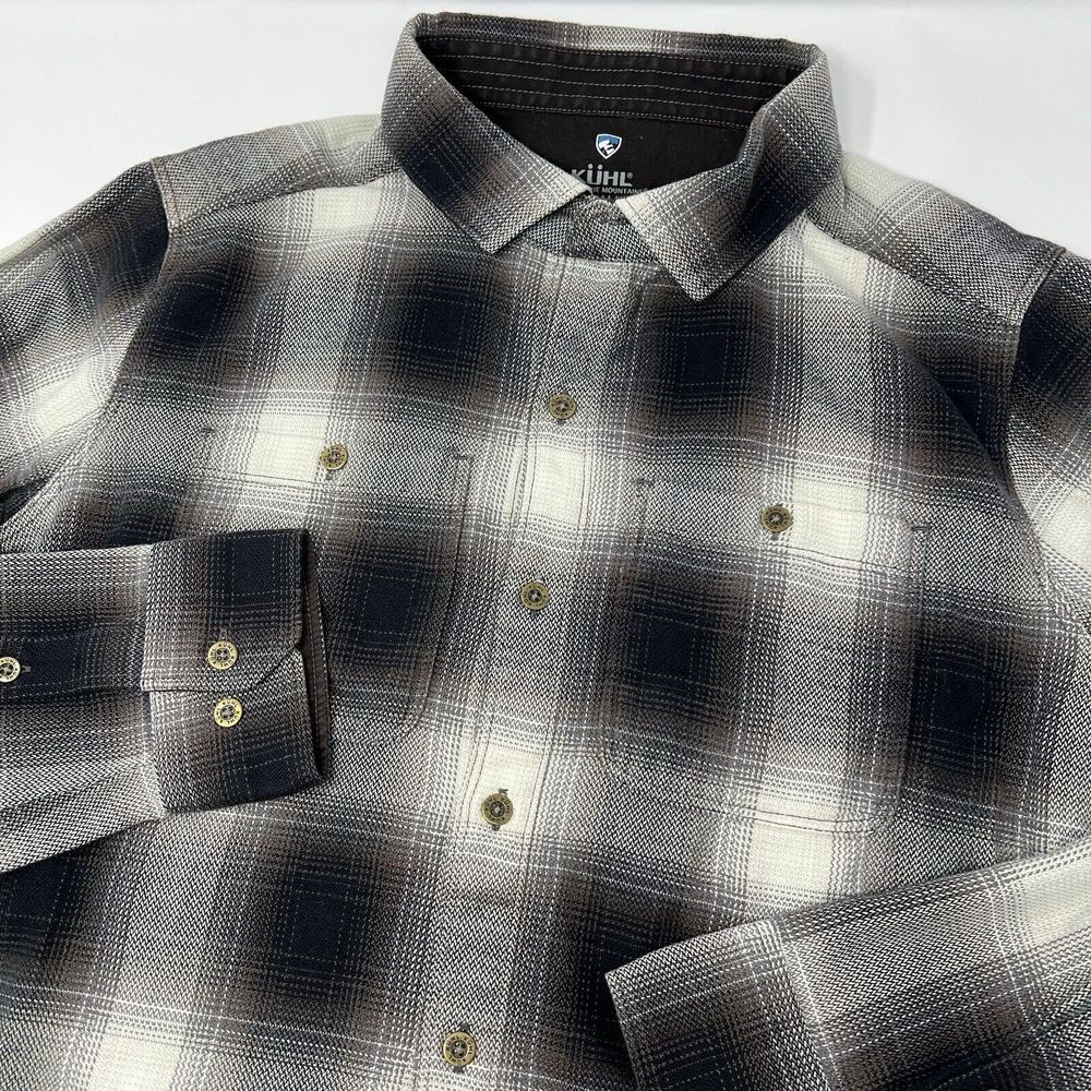 Kuhl Men's Law Flannel Button Down Shirt Plaid Brown Size Small‎ Long Sleeve